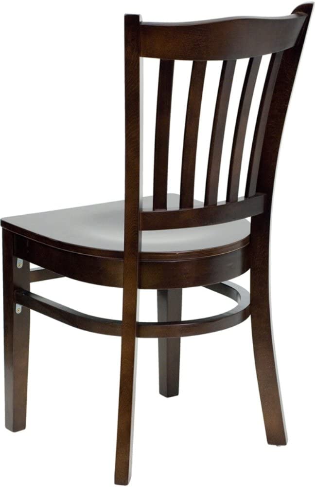 Flash Furniture HERCULES Series Vertical Slat Back Walnut Wood Restaurant Chair