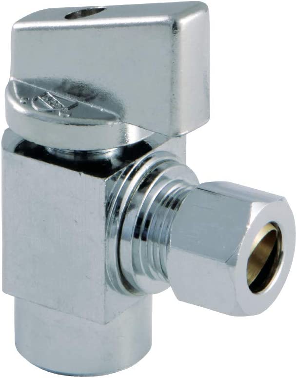 Kingston Brass KF43201CTL Columbia 1/2 Inch Sweat x 3/8 Inch O.D Compression Quarter-Turn Angle Stop Valve, Polished Chrome