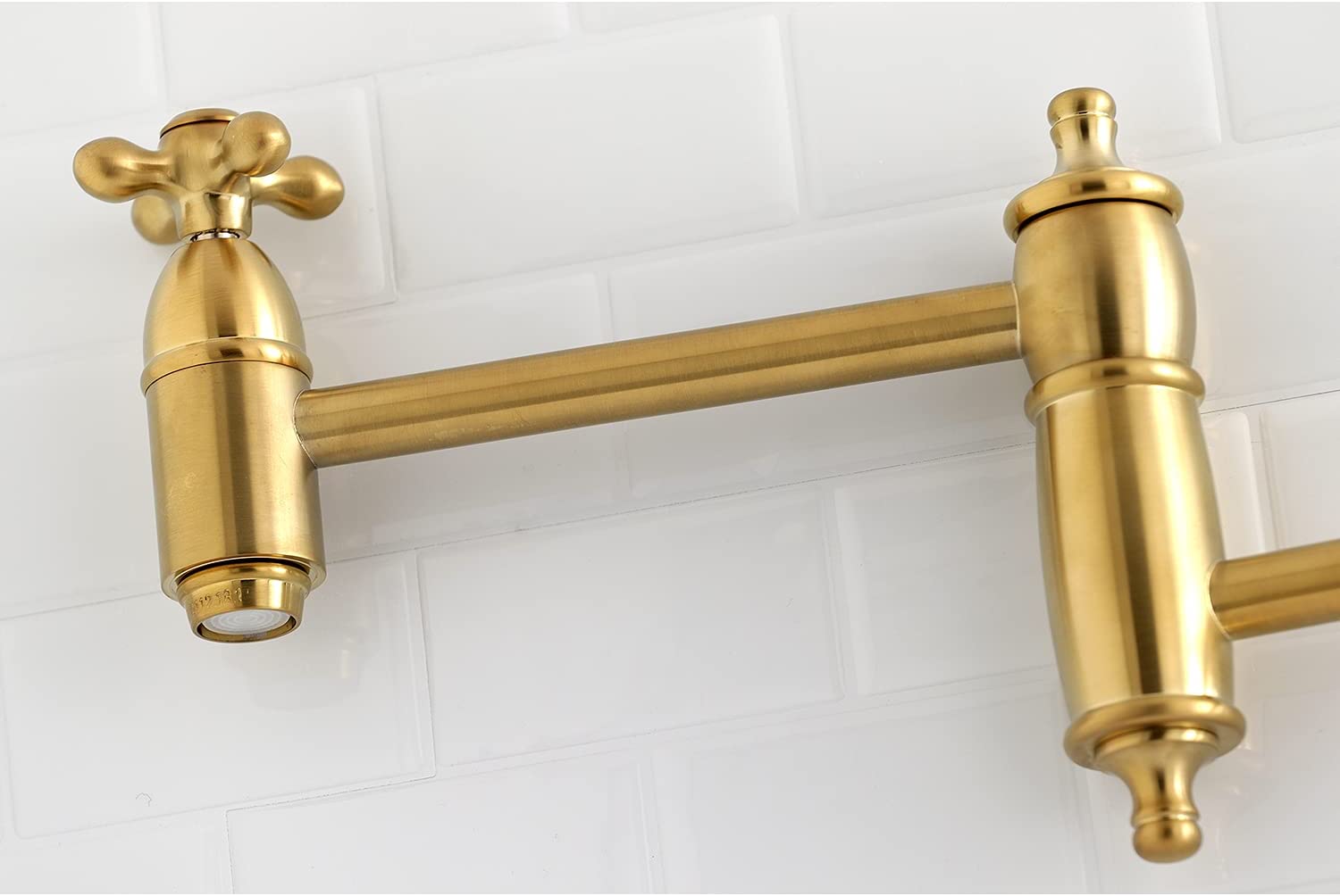 Kingston Brass KS3107AX Wall Mount Pot Filler Kitchen Faucet, Brushed Brass