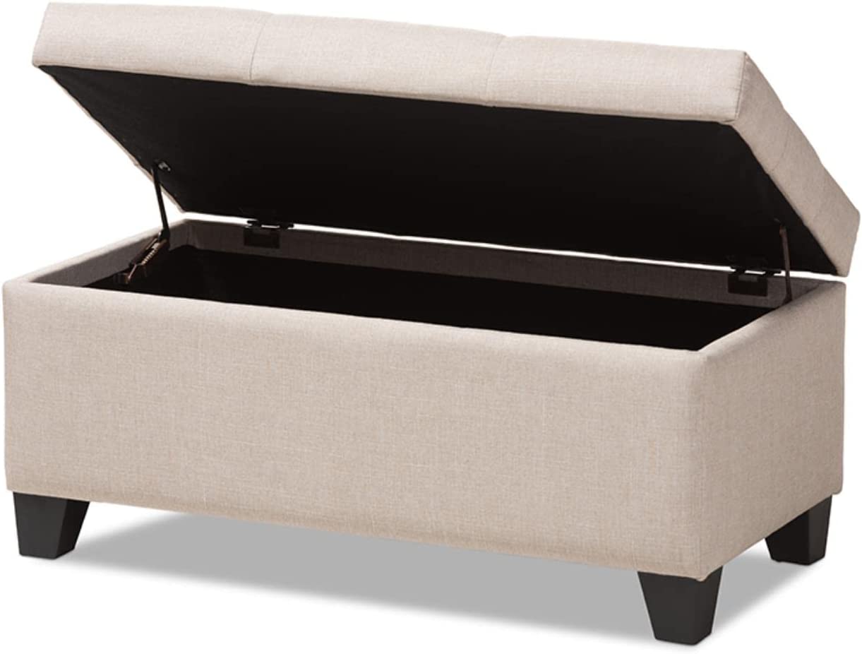 Baxton Studio Michaela Modern and Contemporary Beige Fabric Upholstered Storage Ottoman