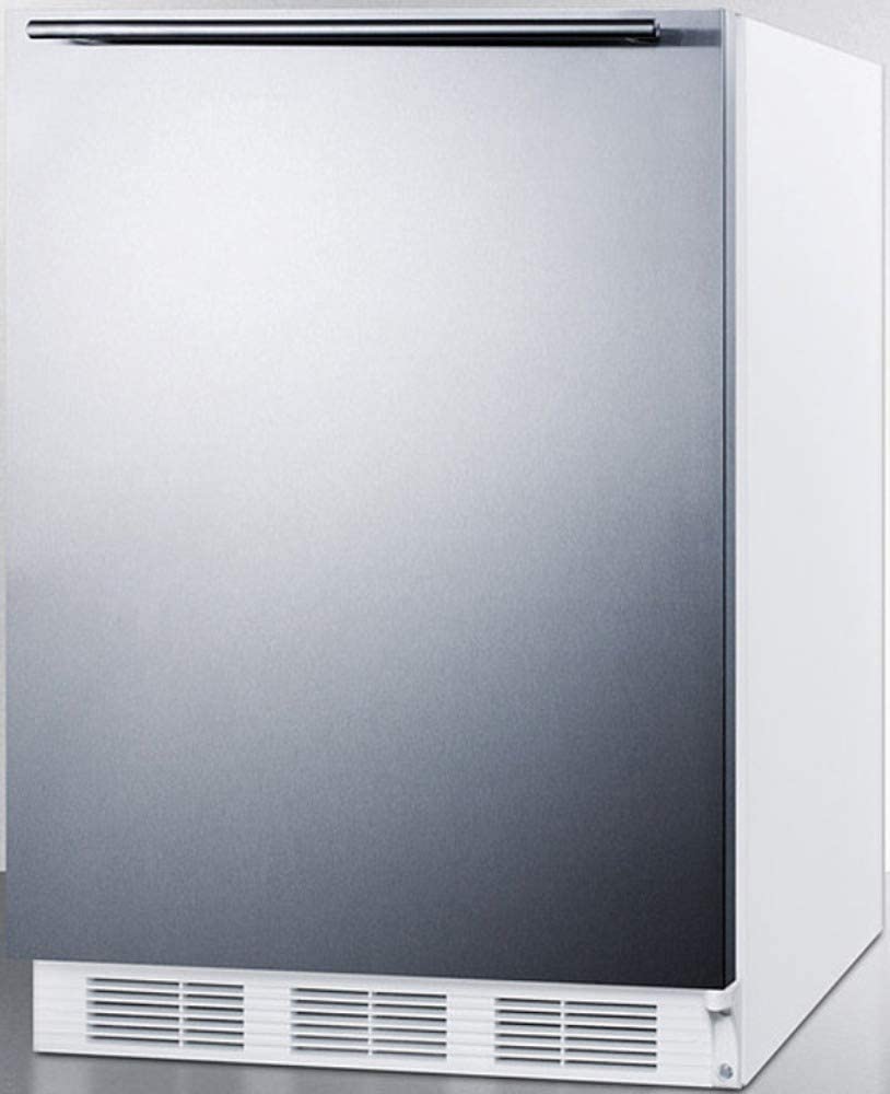 Summit Appliance CT661WBISSHHADA ADA Compliant Built-in Undercounter Refrigerator-Freezer for Residential Use, Cycle Defrost with Stainless Steel Wrapped Door, Horizontal Handle and White Cabinet