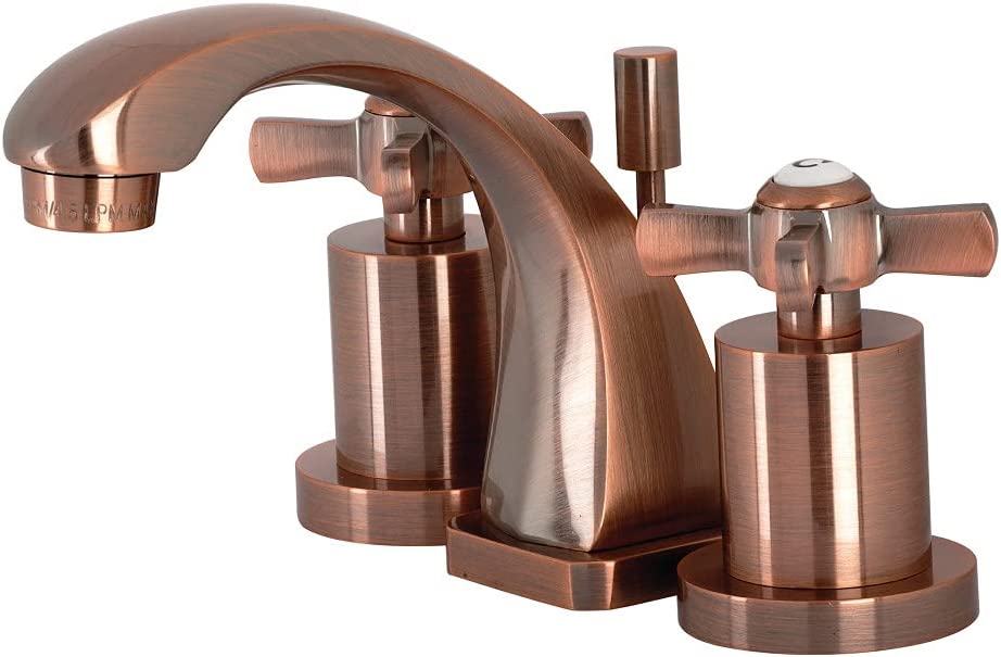 Kingston Brass KS494ZXAC Millennium Widespread Bathroom Faucet, Antique Copper