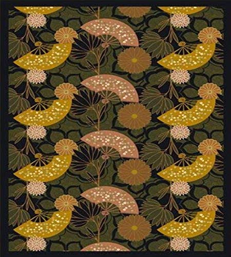 Joy Carpets Kaleidoscope Pacific Rim Whimsical Area Rugs, 64-Inch by 92-Inch by 0.36-Inch, Olive