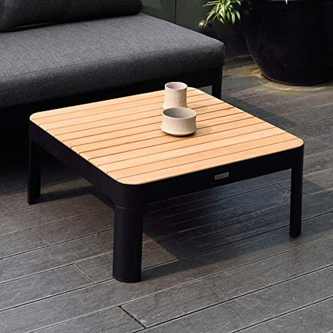 ARMEN LIVING LCPDCODK Portals Outdoor Patio Square Coffee Table, Black
