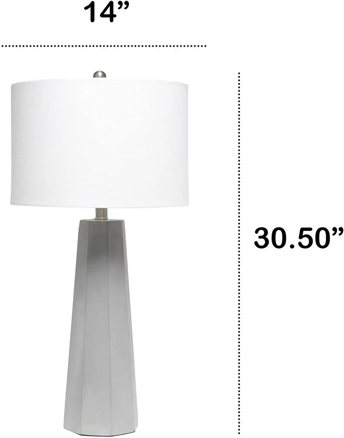 Lalia Home Modern Concrete Pillar Table Lamp with White Fabric Shade