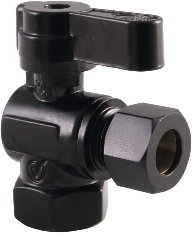 Kingston Brass KF3310MB Fip X 3/8 OD Comp Angle Stop Valve with Lever Handle, Matte Black