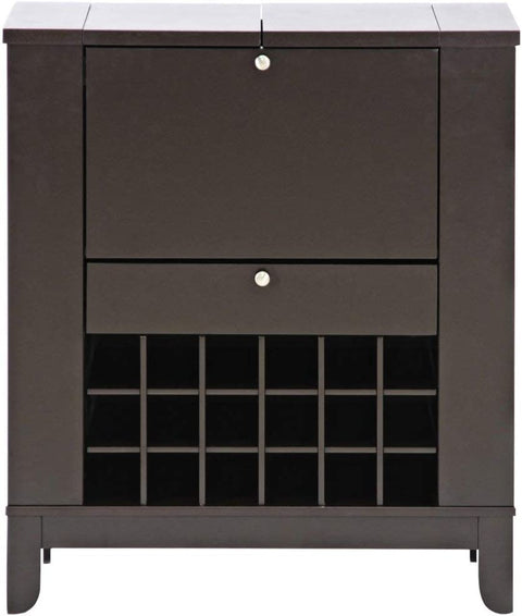 Baxton Studio Modesto Brown Modern Dry Bar and Wine Cabinet, Medium, Dark brown