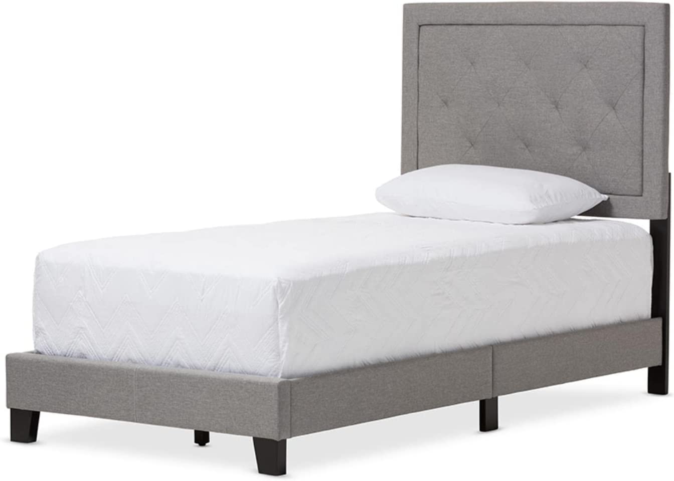 Baxton Studio Paris Modern and Contemporary Upholstered Tufting Platform Bed Grey