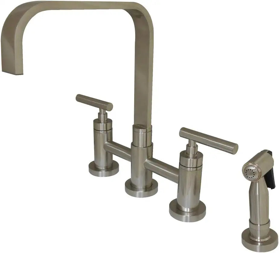 Kingston Brass KS8258CMLBS Manhattan Bridge Kitchen Faucet, Brushed Nickel