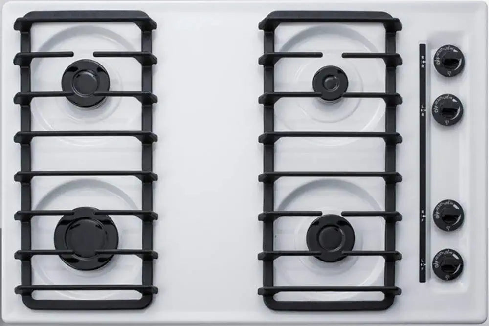 Summit WTL053S 30&#34;&#34; Gas Cooktop with 4 Sealed Burners Cast Iron Grates Spark Igntiion in White