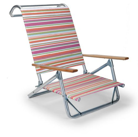 Telescope Casual Original Mini-Sun Chaise Folding Beach Arm Chair With Malibu Fabric