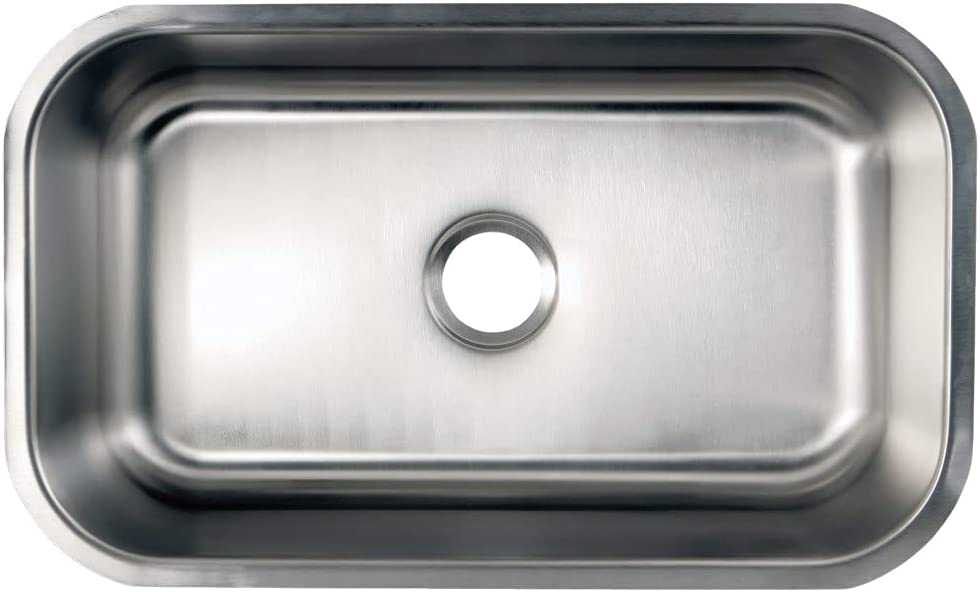 Kingston Brass Gourmetier GKUS3018 Undermount Single Bowl Kitchen Sink 30-Inch-Length by 18-Inch-Width by 10-Inch-Depth, 18 Gauge, Brushed Stainless Steel