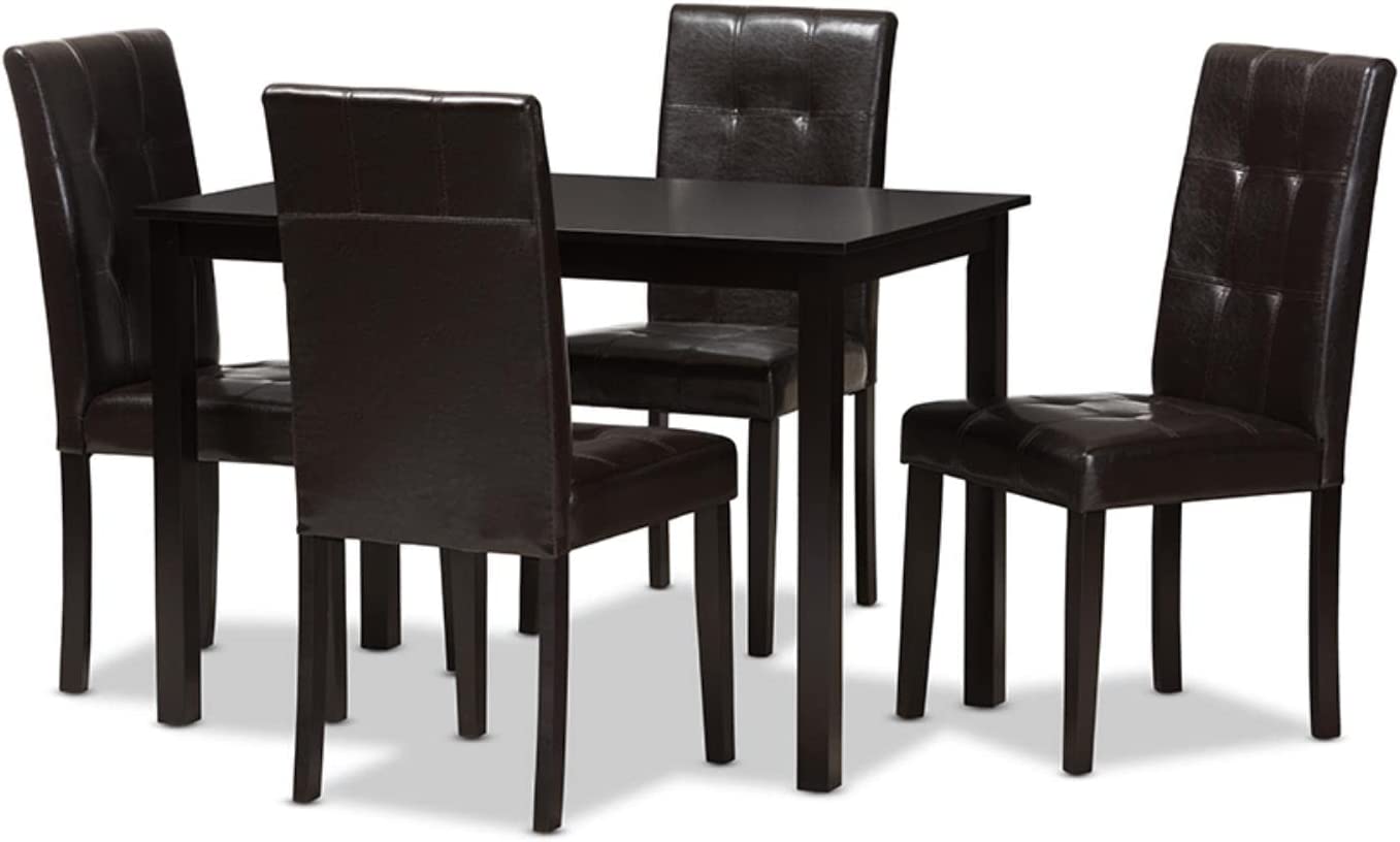 Baxton Studio Avery Modern and Contemporary Dark Brown Faux Leather Upholstered 5-Piece Dining Set