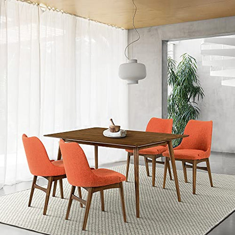 Armen Living Westmont and Azalea 5 Piece Dining Set, 59&#34; Rectangular, Orange/Walnut Wood