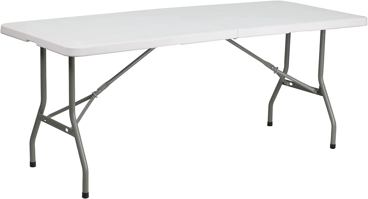Flash Furniture 6-Foot Bi-Fold Granite White Plastic Folding Table
