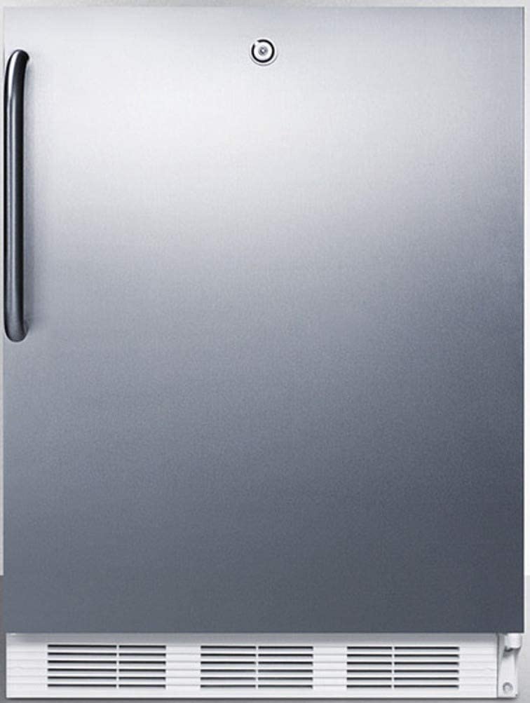 Summit Appliance FF6LW7SSTBADA ADA Compliant Commercial All-refrigerator for Freestanding General Purpose Use with Lock, Stainless Steel Wrapped Door, Towel Bar Handle and White Cabinet