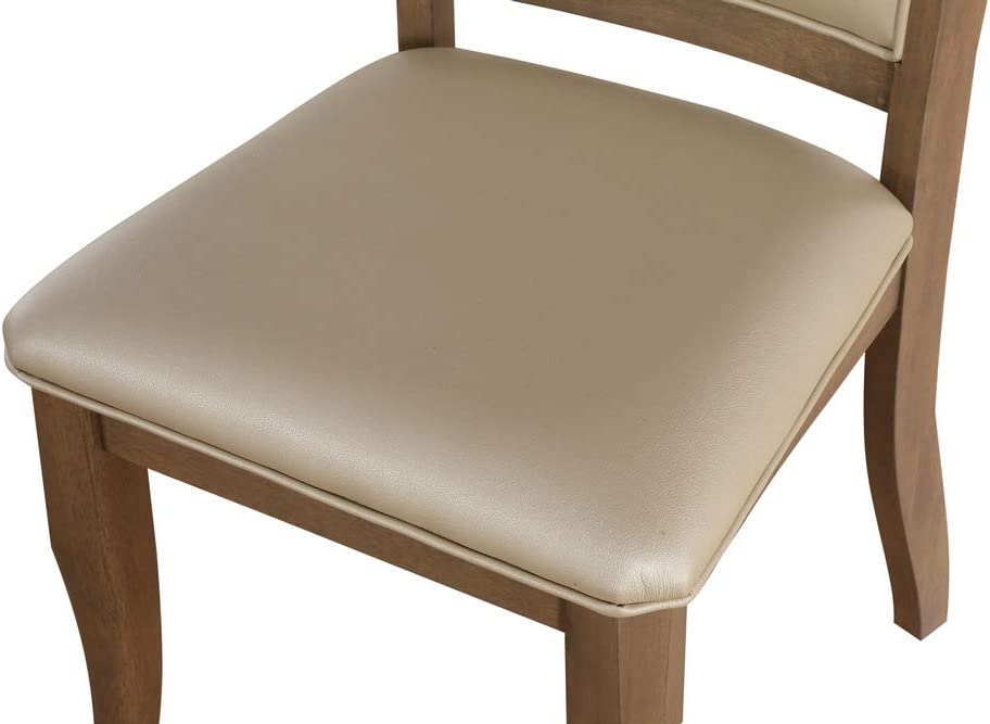 ACME Side Chair, Beige PU &amp; Gray Oak