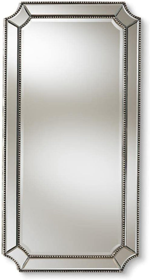 Baxton Studio Romina Art Deco Antique Silver Finished Accent Wall Mirror