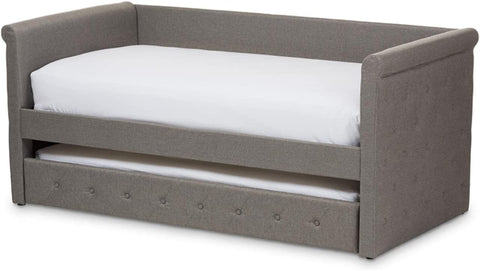Baxton Studio Alena Modern and Contemporary Light Grey Fabric Daybed with Trundle