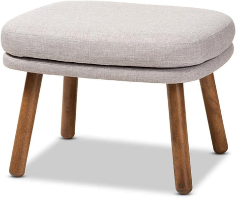 Baxton Studio Lovise Ottoman in Greyish Beige and Walnut Brown