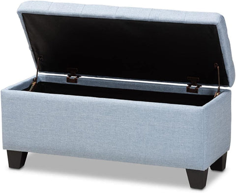Baxton Studio Fera Modern and Contemporary Light Blue Fabric Upholstered Storage Ottoman
