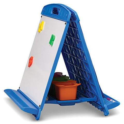 Copernicus Tabletop Kids Easel, Portable Art Easel Includes 2 Magnetic Dry Erase Boards, Pocket Chart, 3 Removable Storage Bins for Children's Art Supplies, Handle and Collapsible for Kids Easy Carry