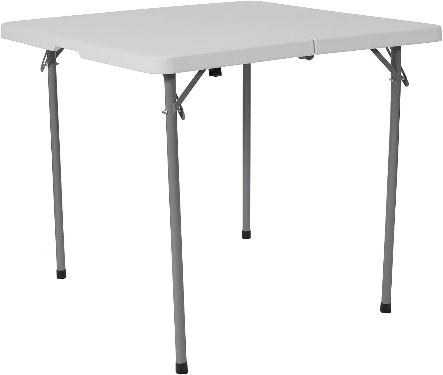 Flash Furniture 2.79-Foot Square Bi-Fold Granite White Plastic Folding Table with Carrying Handle
