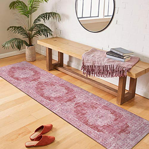 Gardenia Traditional Vintage Oriental Distressed Abstract Area Rug in Pink Color for Living Room Bedroom, 2x9