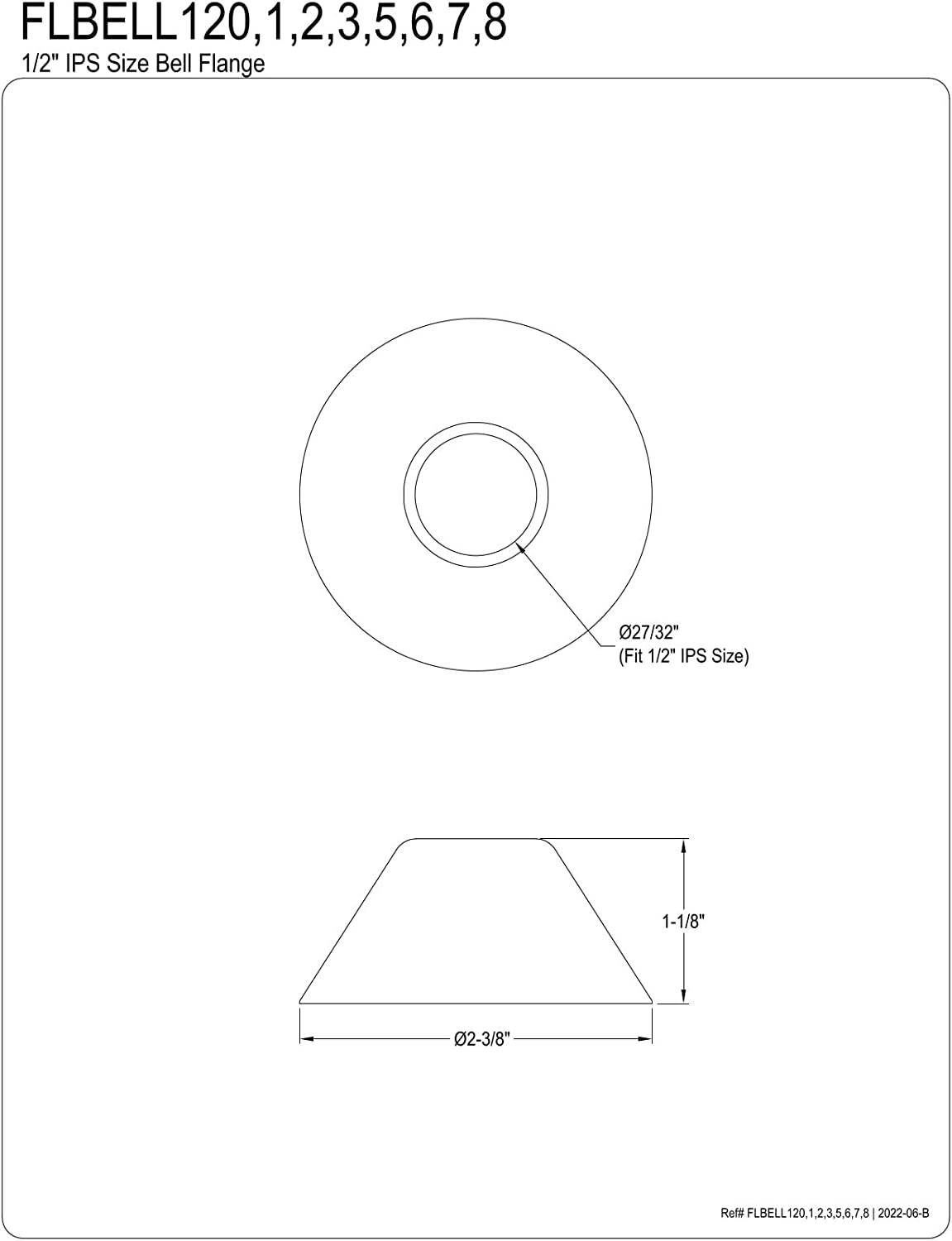 Kingston Brass FLBELL126 Made to Match Bell Flange, Polished Nickel