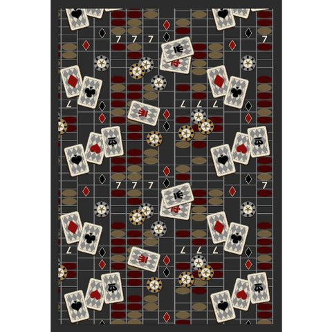 Joy Carpets Games People Play Feeling Lucky Gaming Area Rugs, 64-Inch by 92-Inch by 0.36-Inch, Charcoal