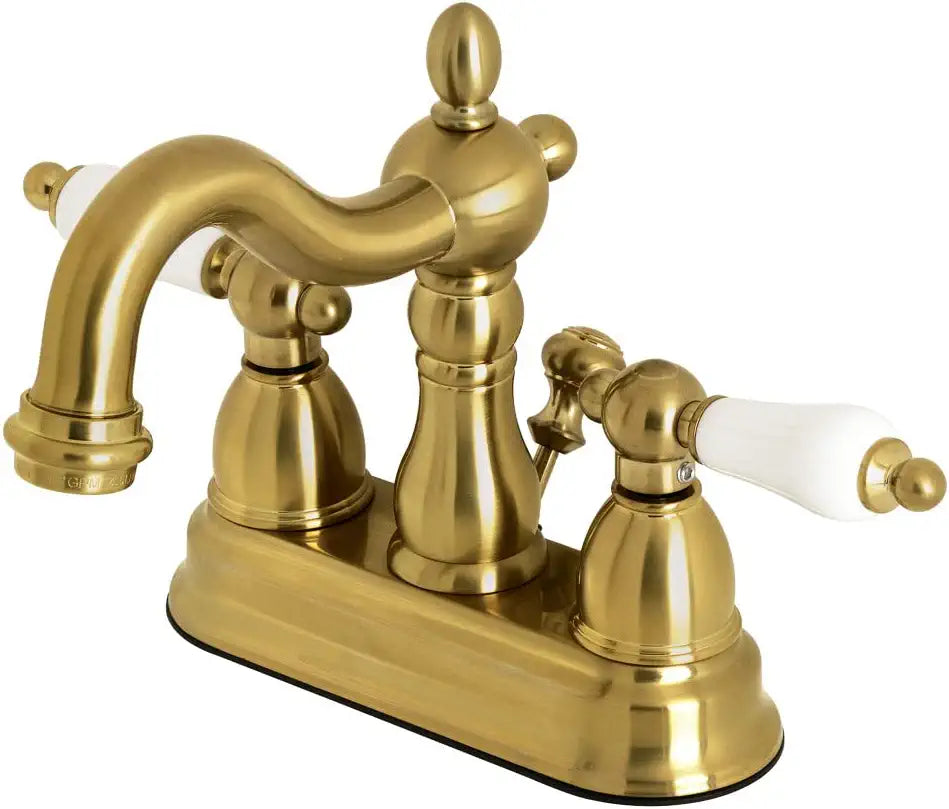 Kingston Brass KB1607PL Heritage 4&#34; Centerset Bathroom Faucet, Brushed Brass