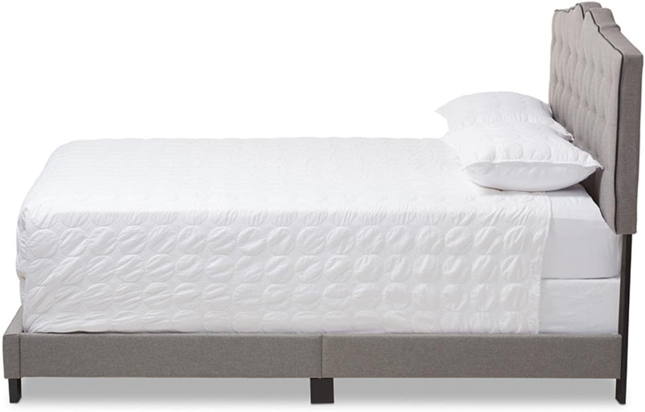 Baxton Studio Vivienne Modern and Contemporary Light Grey Fabric Upholstered Queen Size Bed