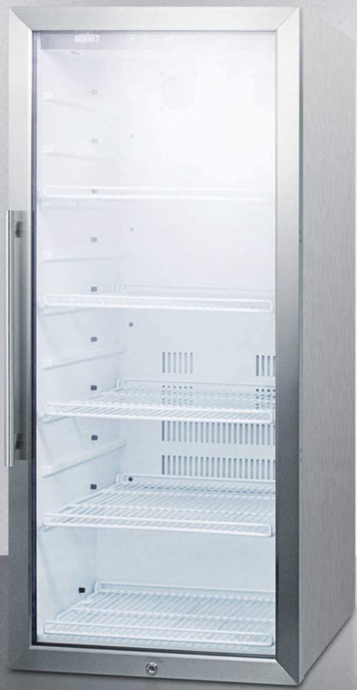 Summit Appliance SCR1006CSS Commercial Glass Door 22&#34; Wide Beverage Merchandiser with Digital Controls, Auto Defrost, Digital Thermostat, LED Lighting, Lock and Stainless Steel Wrapped Cabinet