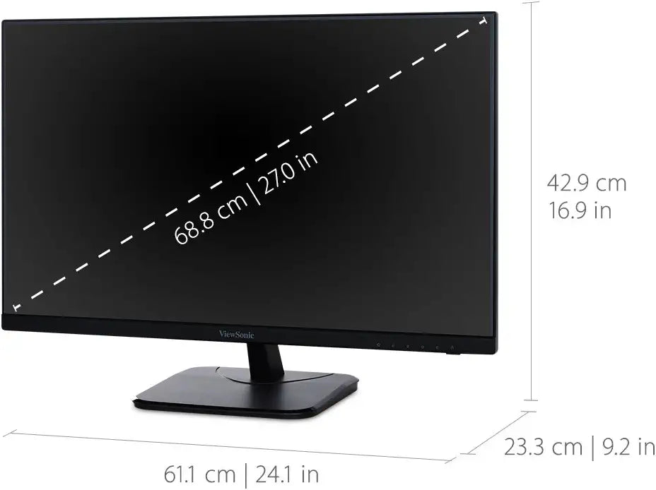 ViewSonic VA2756-MHD 27 Inch IPS 1080p Monitor with Ultra-Thin Bezels, HDMI, DisplayPort and VGA Inputs for Home and Office