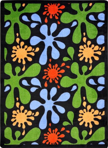 Joy Carpets Kid Essentials Splat Teen Area Rugs, 46-Inch by 64-Inch by 0.36-Inch, Black