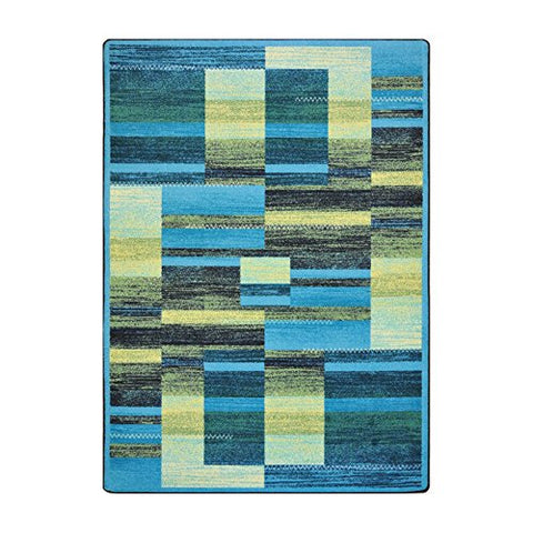 Joy Carpets Kid Essentials Boomblox Teen Area Rugs, 46-Inch by 64-Inch by 0.36-Inch, Teal