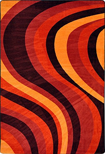 Joy Carpets Kid Essentials On The Curve Teen Area Rugs, 64-Inch by 92-Inch by 0.36-Inch, Red
