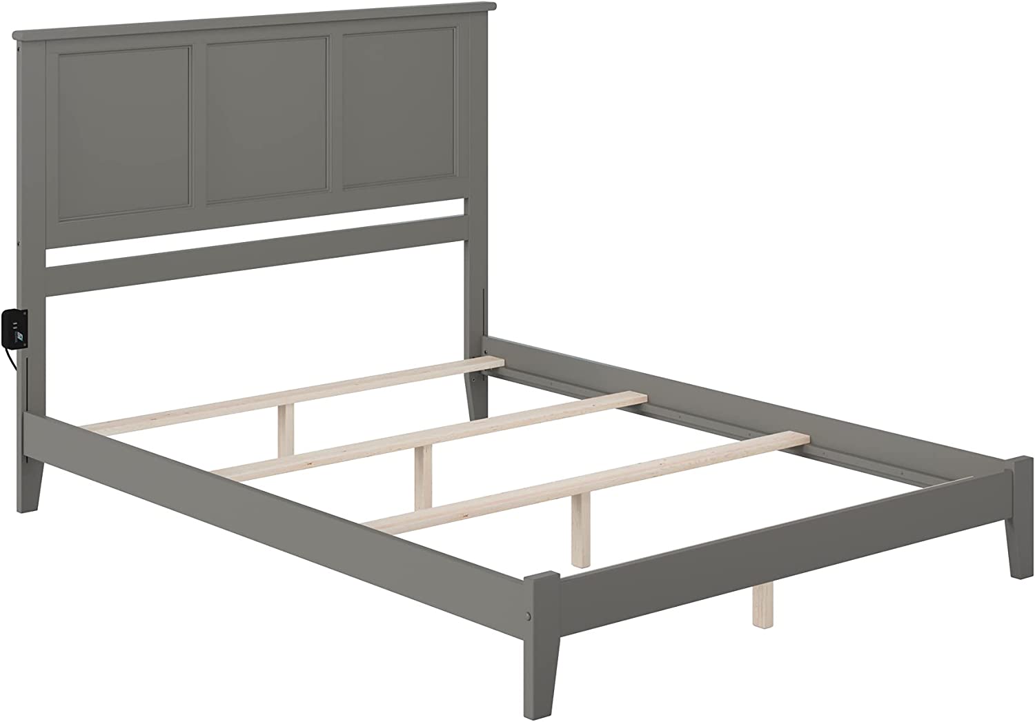 AFI Madison Traditional Bed with Open Footboard and Turbo Charger, Queen, Grey