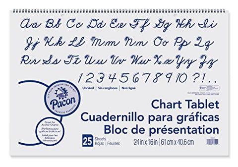 Pacon Chart Tablet, Cursive Cover, Unruled 24&#34; x 16&#34;, 25 Sheets