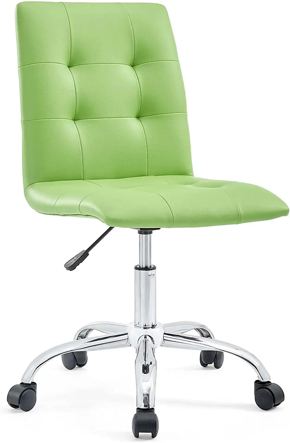 Modway Prim Ribbed Armless Mid Back Swivel Conference Office Chair In Bright Green
