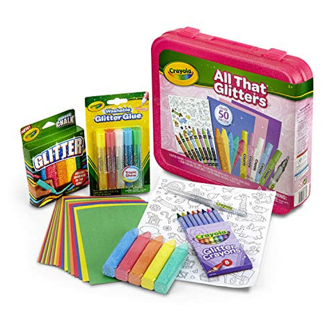 Crayola All That Glitters Art Case Coloring Set, Toys, Gift for Kids Age 5+, Pink