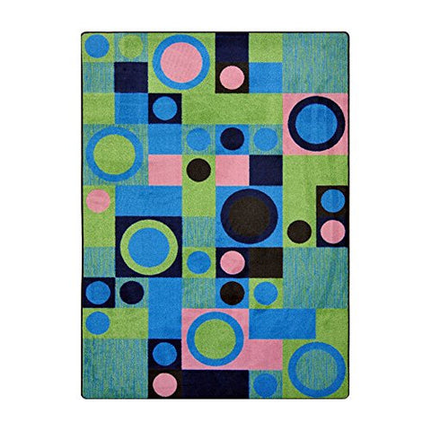 Joy Carpets Kid Essentials City Block Teen Area Rugs, 46-Inch by 64-Inch by 0.36-Inch, Green