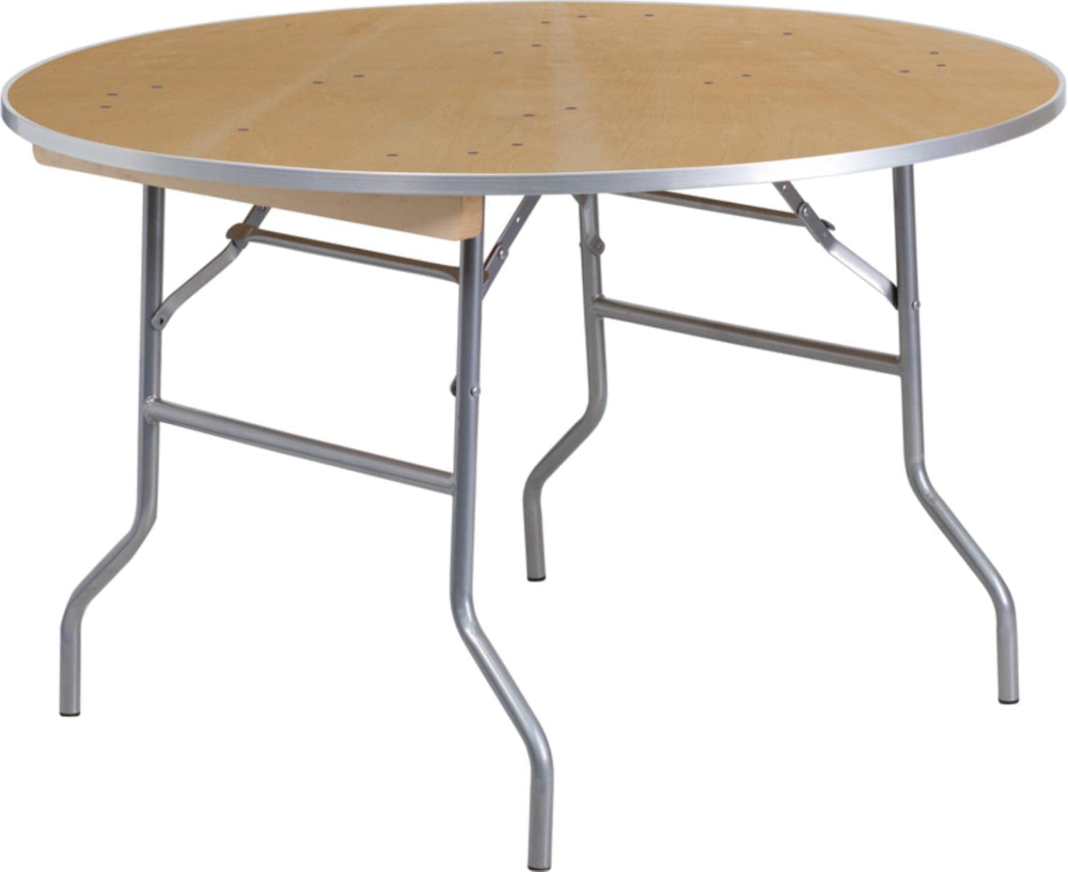 Flash Furniture 4-Foot Round HEAVY DUTY Birchwood Folding Banquet Table with METAL Edges