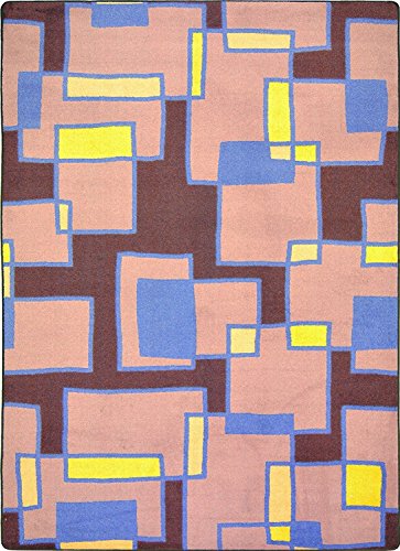 Joy Carpets Kid Essentials Outside The Box Teen Area Rugs, 64-Inch by 92-Inch by 0.36-Inch, Grape