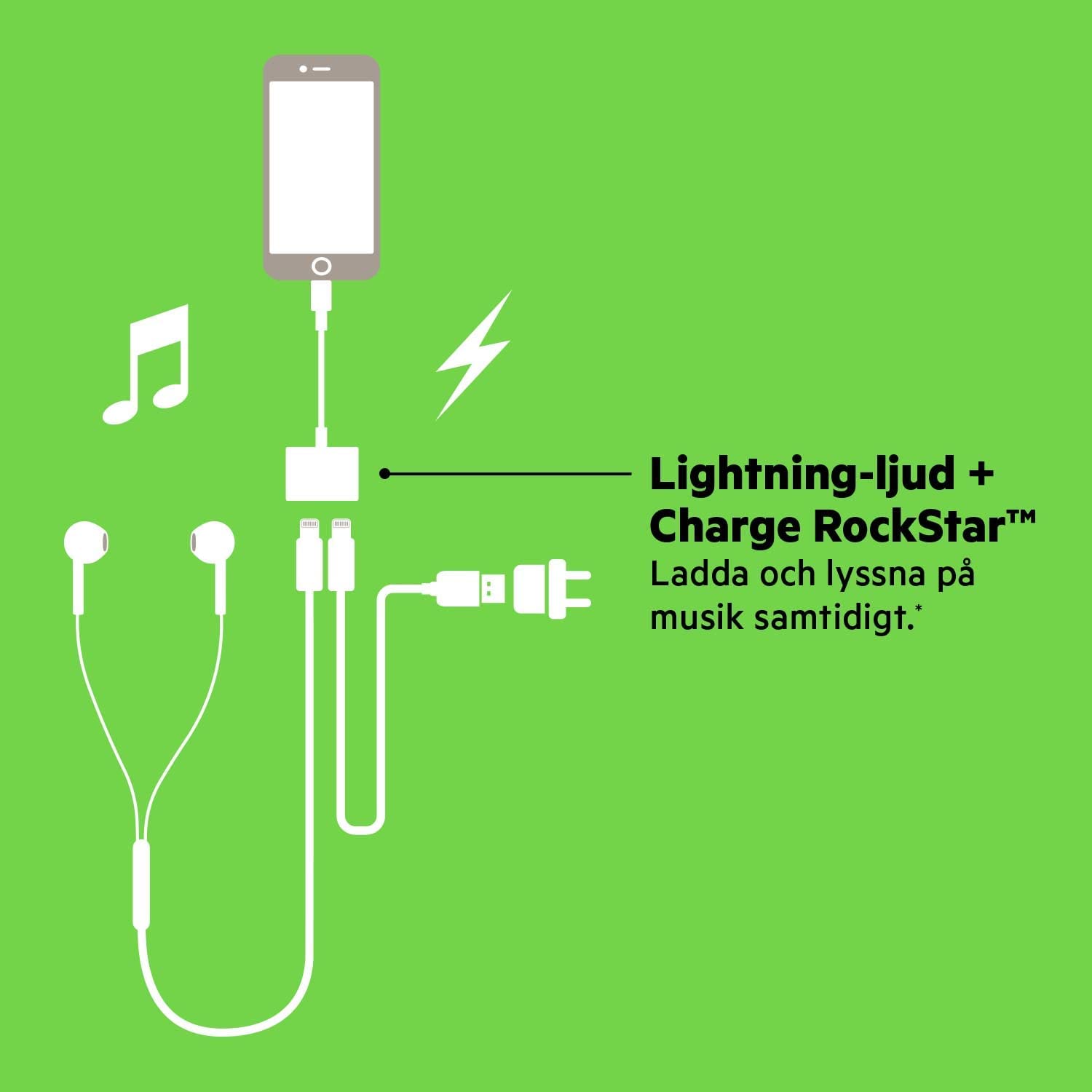Belkin Lightning Audio + Charge Rockstar, iPhone Lightning Audio Adapter , White