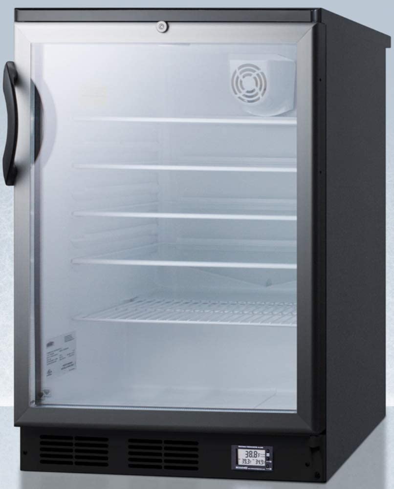 Accucold SCR600BGLBINZ 5.5 cu. ft. Built-in Glass Door Nutrition Center All Refrigerator with Alarm &amp; Thermometer44; Black
