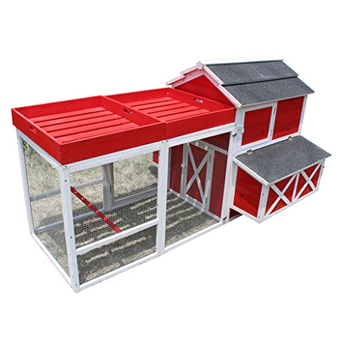 Red Barn Chicken Coop with Roof Top Planter