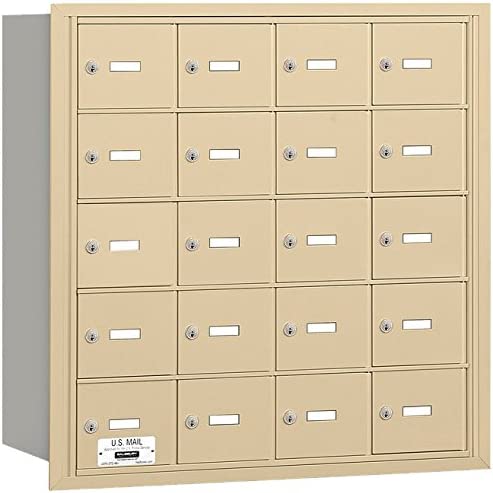 Salsbury Industries 3620SRP 4B Plus Horizontal Mailbox, 20 A Doors, Rear Loading, Private Access, Sandstone