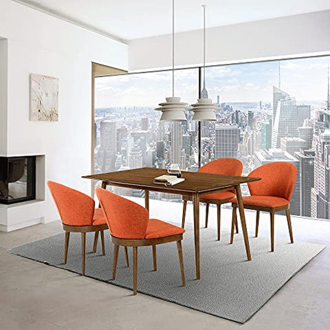 Armen Living Westmont and Juno Orange and Walnut 5 Piece Dining Set, 59&#34; Rectangular, Charcoal