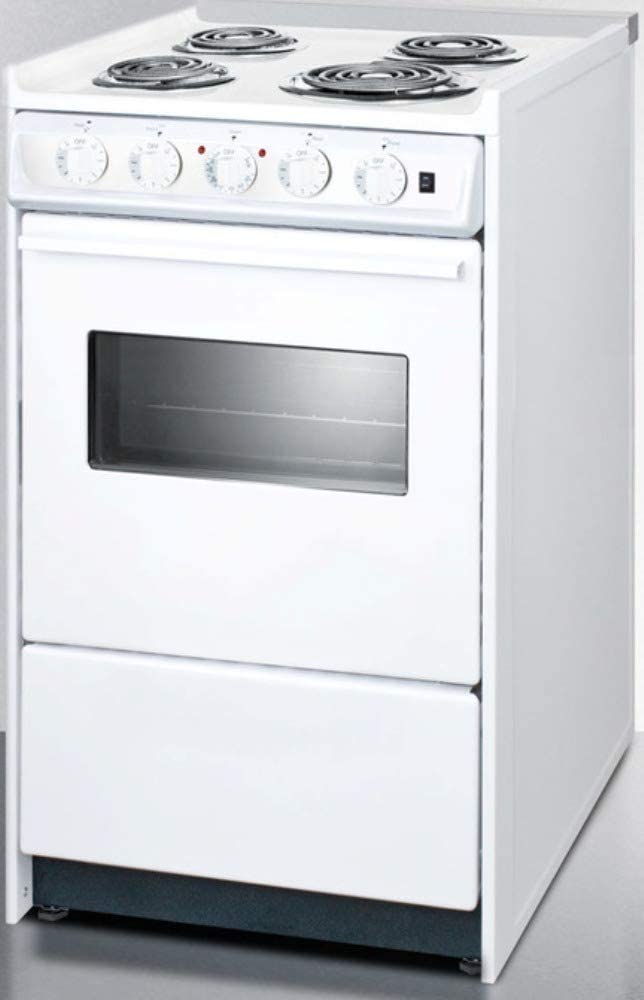 Summit WEM110RW 20&#34;&#34; Freestanding Electric Range with 4 Coil Elements Slide-In Look Stainless Steel Rear Trim in White